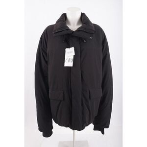 Zara Mens Technical Jacket Coat Padded Size L Black Puffer Parka 9870/650 NWT
